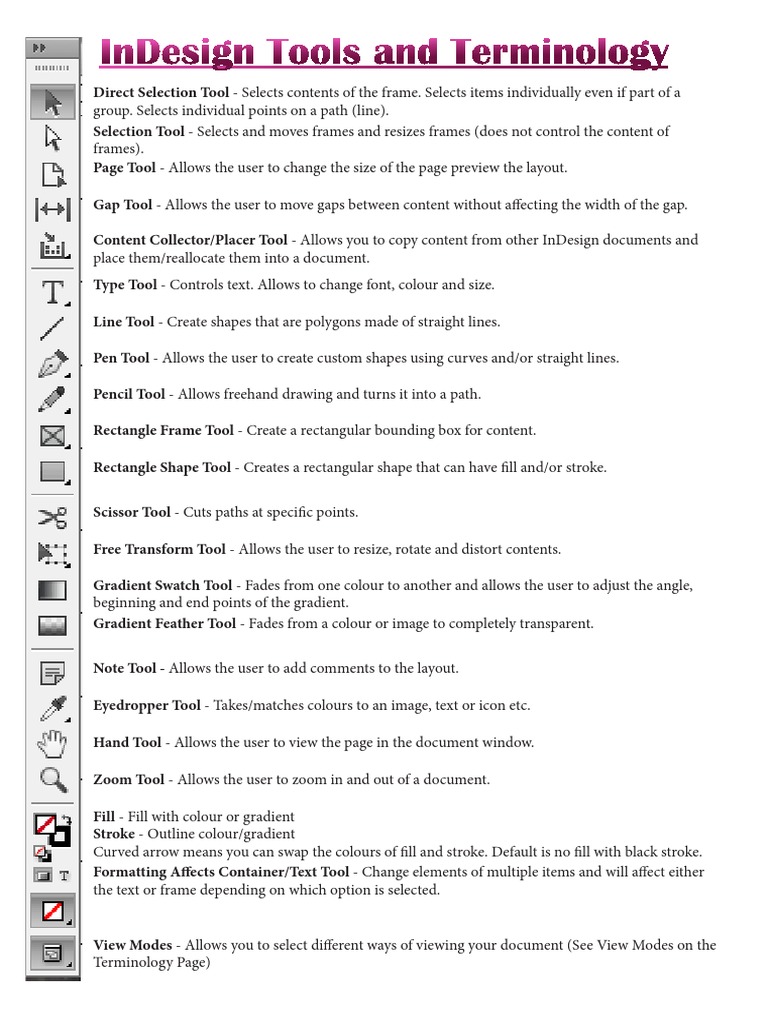 InDesign Tools | PDF | Shape | Page Layout