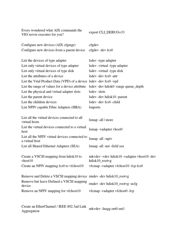 AIX VIO Server Command Guide | PDF | Data Transmission | Computer ...