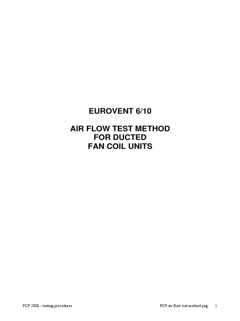 Air Flow Testing for Ducted Fan Coils | PDF | Mechanical Fan | Duct (Flow)