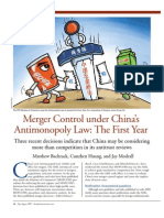 Merger Control Under China's AML: The First Year, Jul Aug 2009 CBR