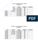 Tuition Class Timetable