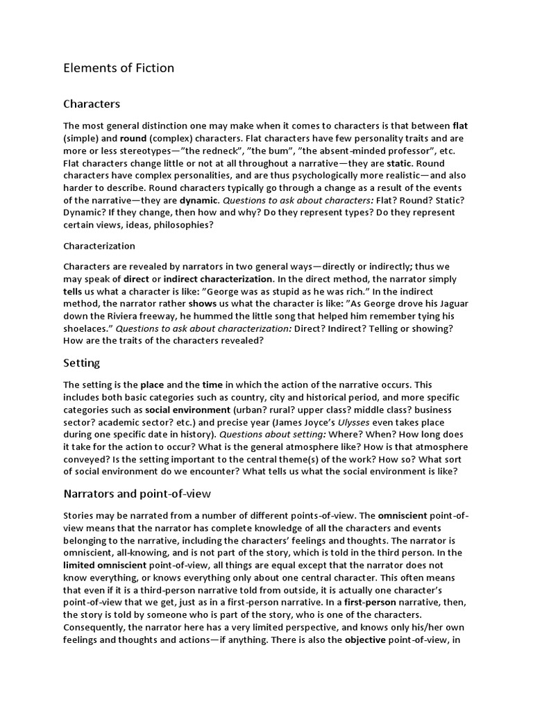 Key Elements of Fiction Explained | PDF | General Fiction