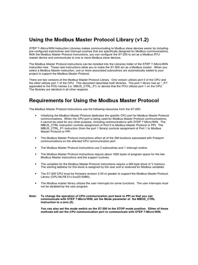 Using Modbus MP Library en PDF | PDF