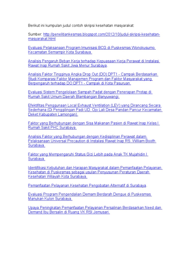 Contoh Skripsi Kesehatan Masyarakat