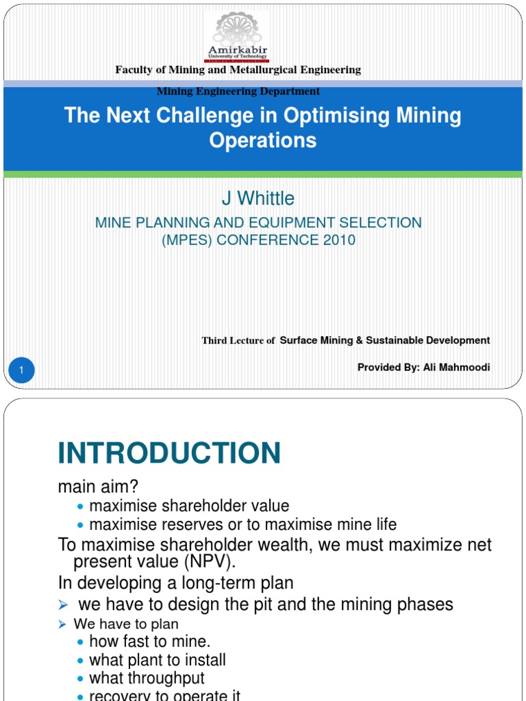 The Next Challenge in Optimising Mining Operations | PDF | Chief ...