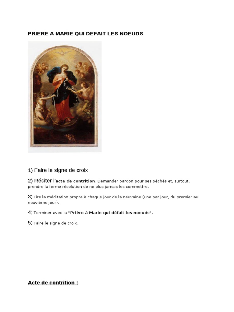 Prière à Marie Qui Défait Les Noeuds Pdf
