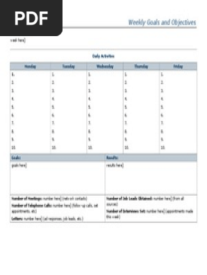  Weekly Goals