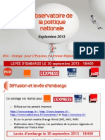 Baromètre BVA - Orange - L'Express - Presse Régionale - France Inter - septembre 2013