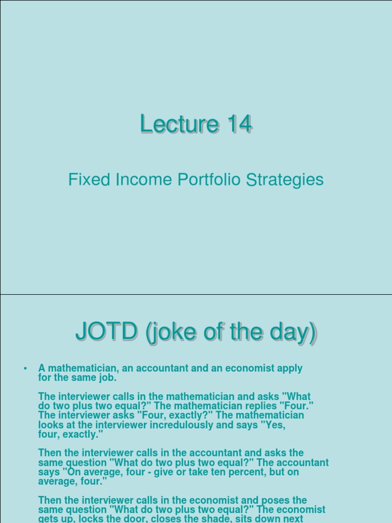 Fixed Portfolio Strategies PDF Yield Curve Bonds (Finance)