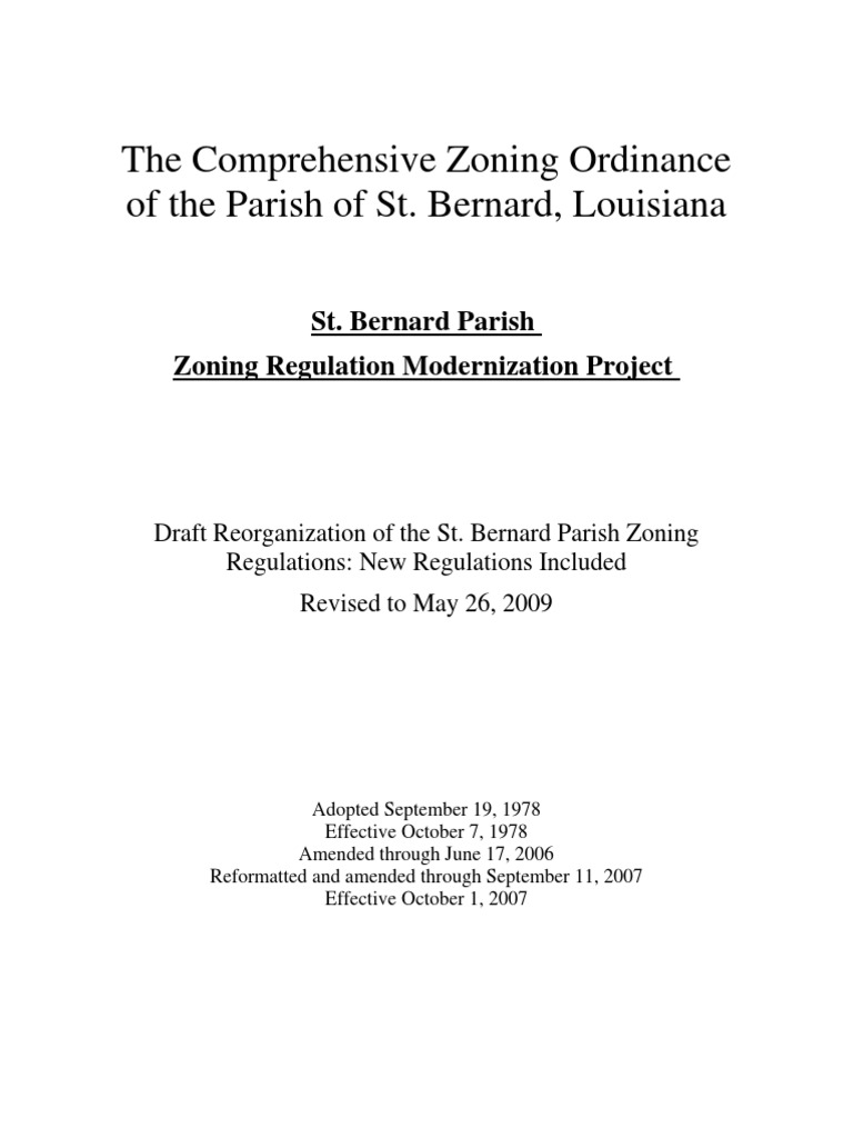St Bernard Parish Zoning Regulations Draft May 26 2009 1 Motel Land Lot