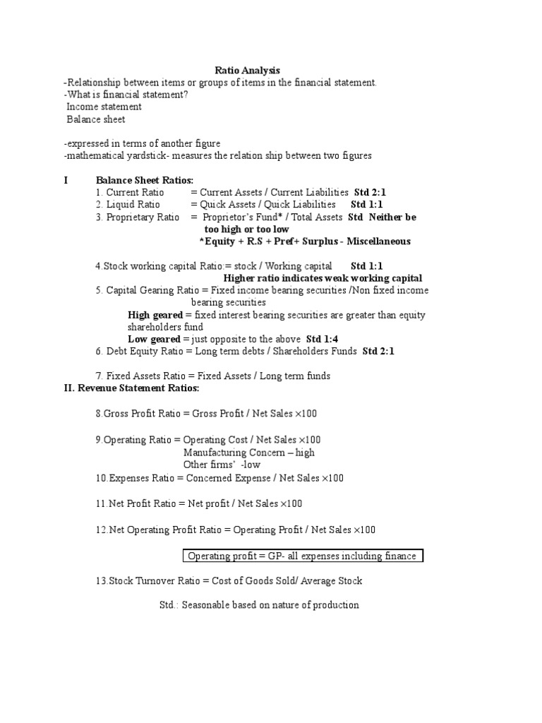 Key Ratios in Financial Analysis | PDF | Finance & Money Management