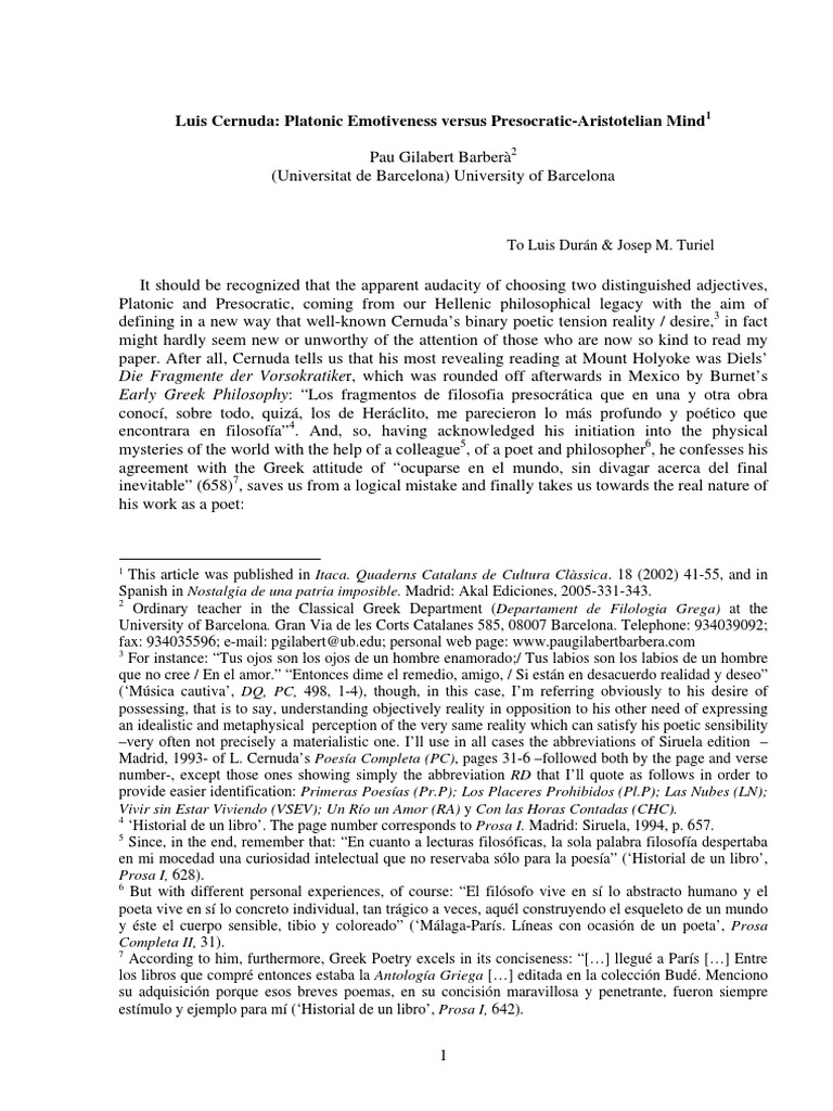 Cernuda's Poetic Tension Explained | PDF | Metaphysics | Science