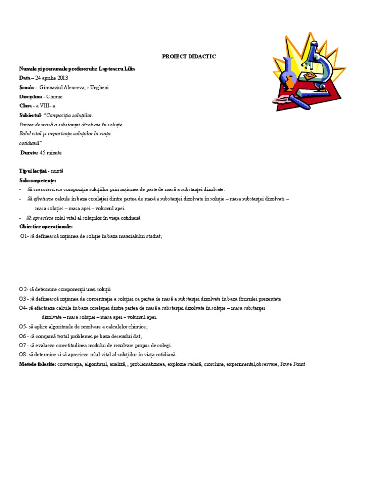 Proiect Didactic Lectie Publica