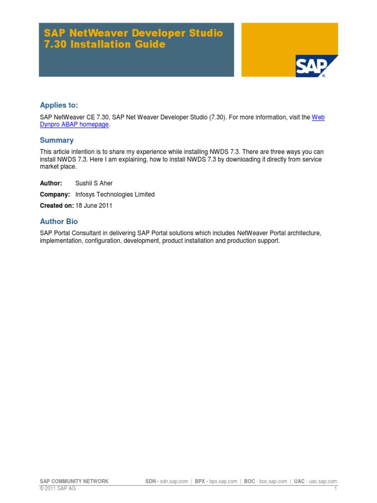Sap netweaver developer studio 7 30 installation guide download free