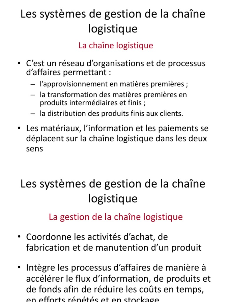 Gestion efficace de la chaîne logistique | PDF | Logistique ...