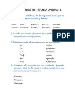 Actividades de Repaso Lengua Unidad 1 PDF