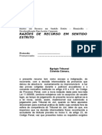 Razões em Recurso em Sentido Estrito - Homicídio - Desclassificação para Lesões Corporais