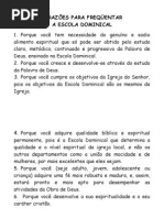 10 RAZÕES PARA FREQUENTAR A ESCOLA DOMINICAL.doc