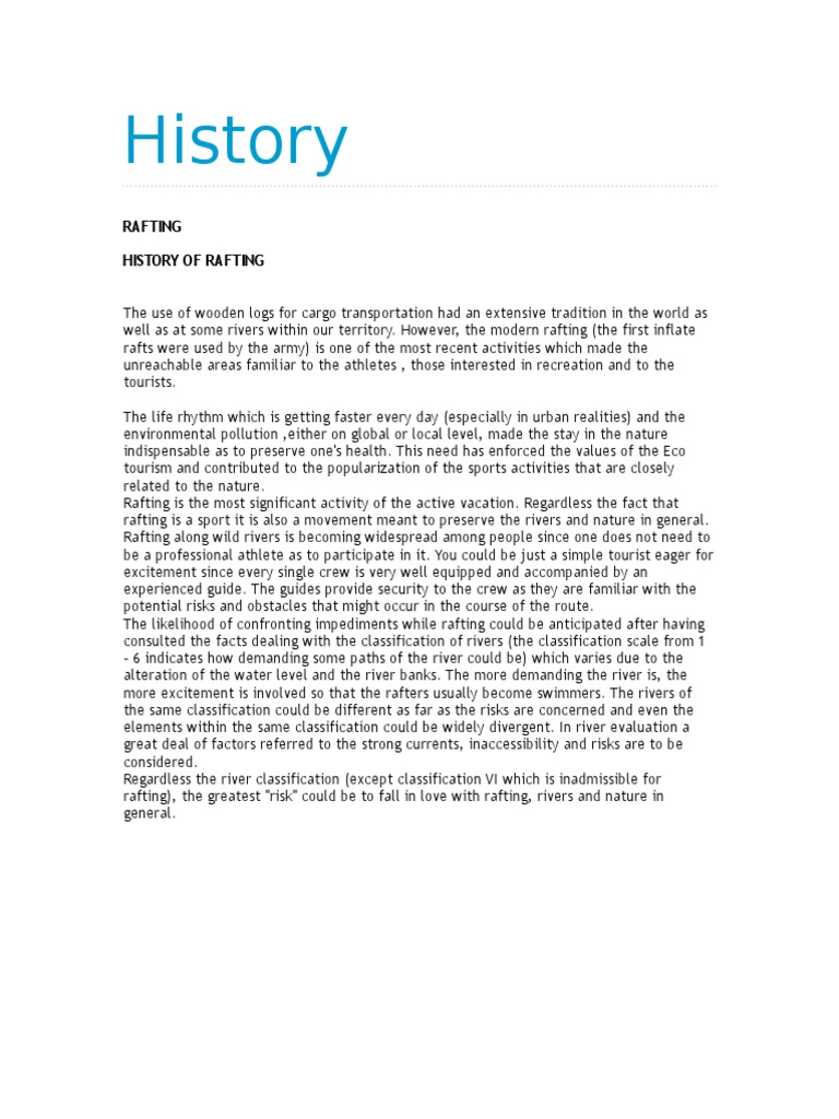 History: Rafting History of Rafting | PDF | Science & Mathematics