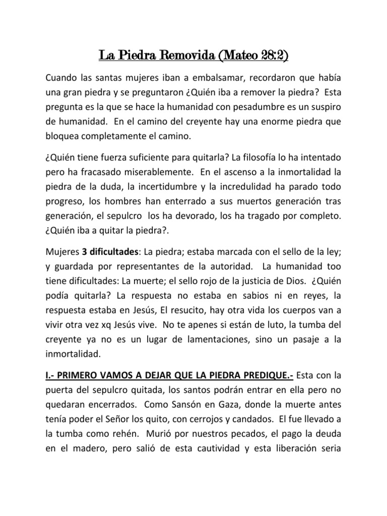 La Piedra Removida PDF La resurrección de Jesús Cristo (título)
