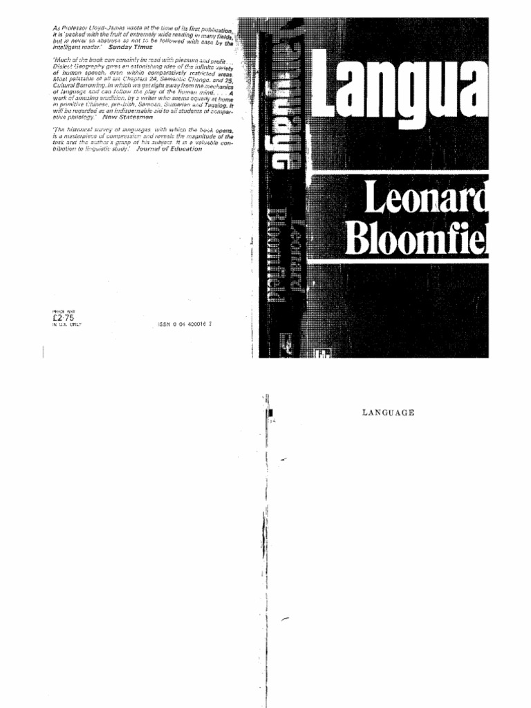 Bloomfield (1973) Language PDF Sanskrit Linguistics