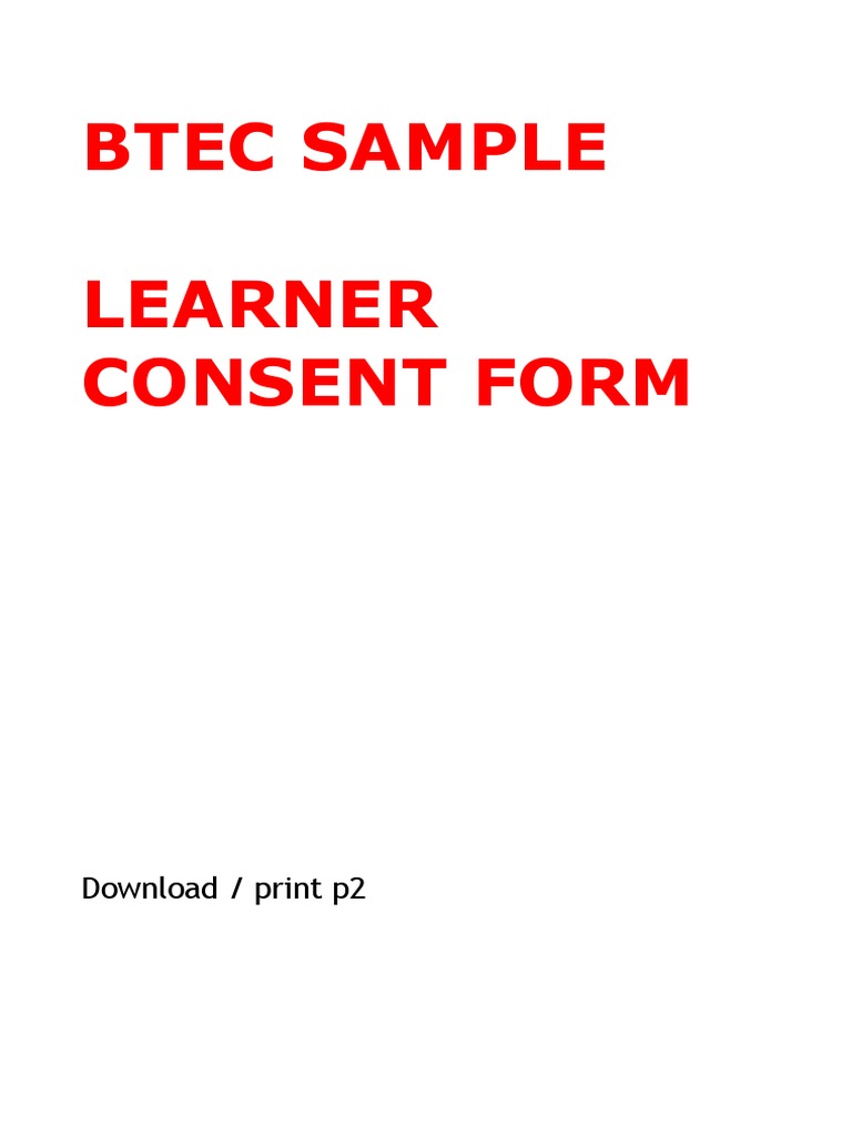 BTEC Learner Consent Form Template | PDF