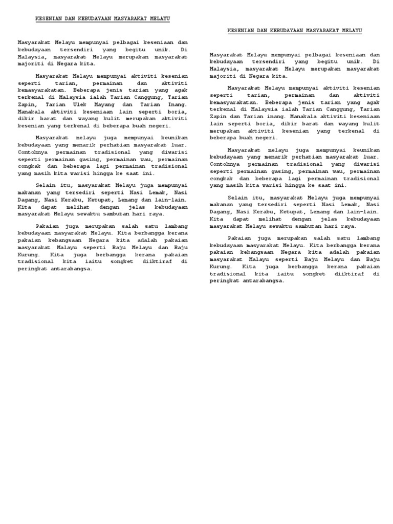 Kesenian Dan Kebudayaan Masyarakat Melayu  PDF
