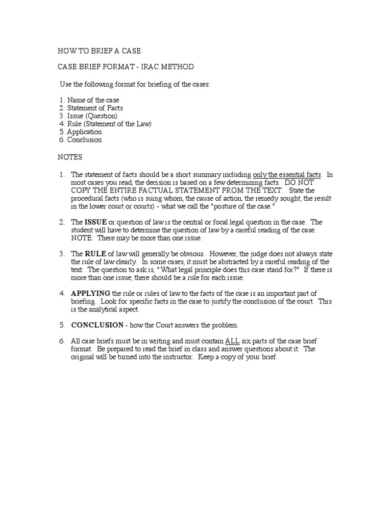 How To Brief A Case  Question Of Law  Brief (Law)