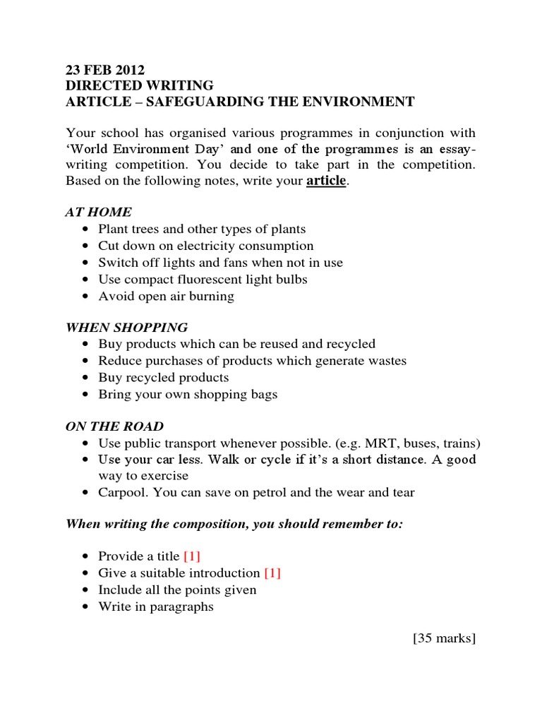 essay about environment spm