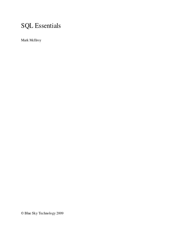 SQL Essentials | PDF | Sql | Table (Database)