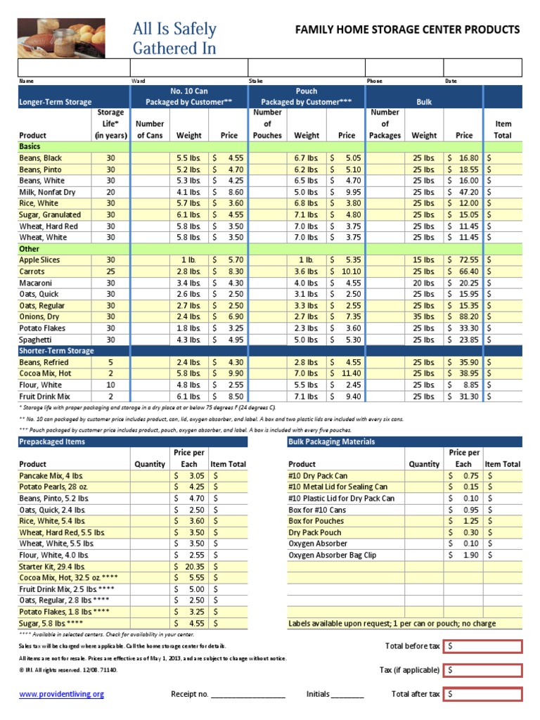 Home Storage Center Order Form Usa English Pound (Mass) Oat