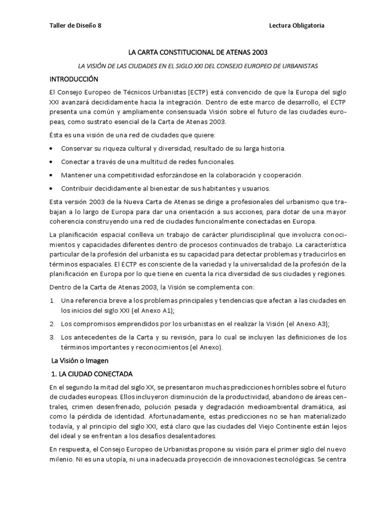 La Carta Constitucional de Atenas 2003  City  Planning