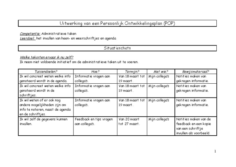 Uitwerking Van Een Persoonlijk Ontwikkelingsplan POP1 Blog