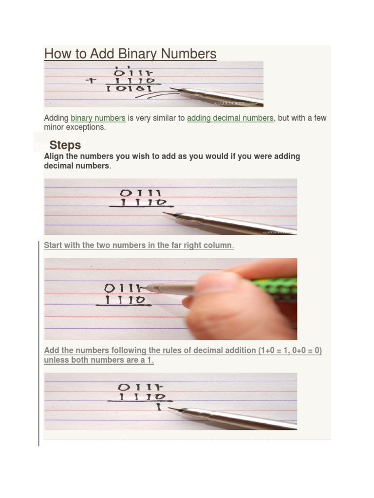 How To Add Binary Numbers | PDF | Division (Mathematics) | Fraction ...