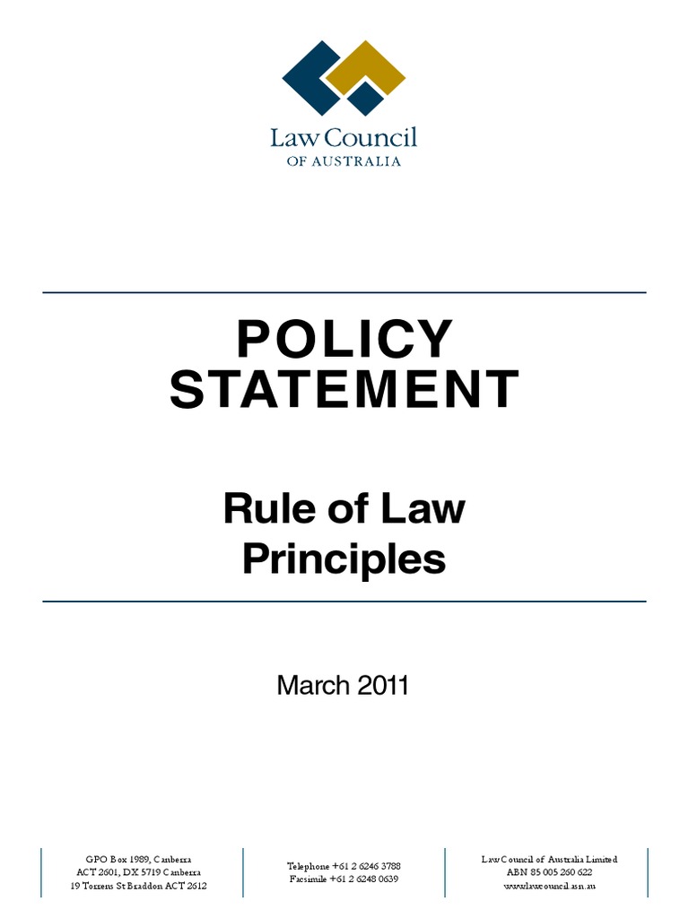 Rule of Law Principles Policy Statement | PDF | Treaty | Crime & Violence