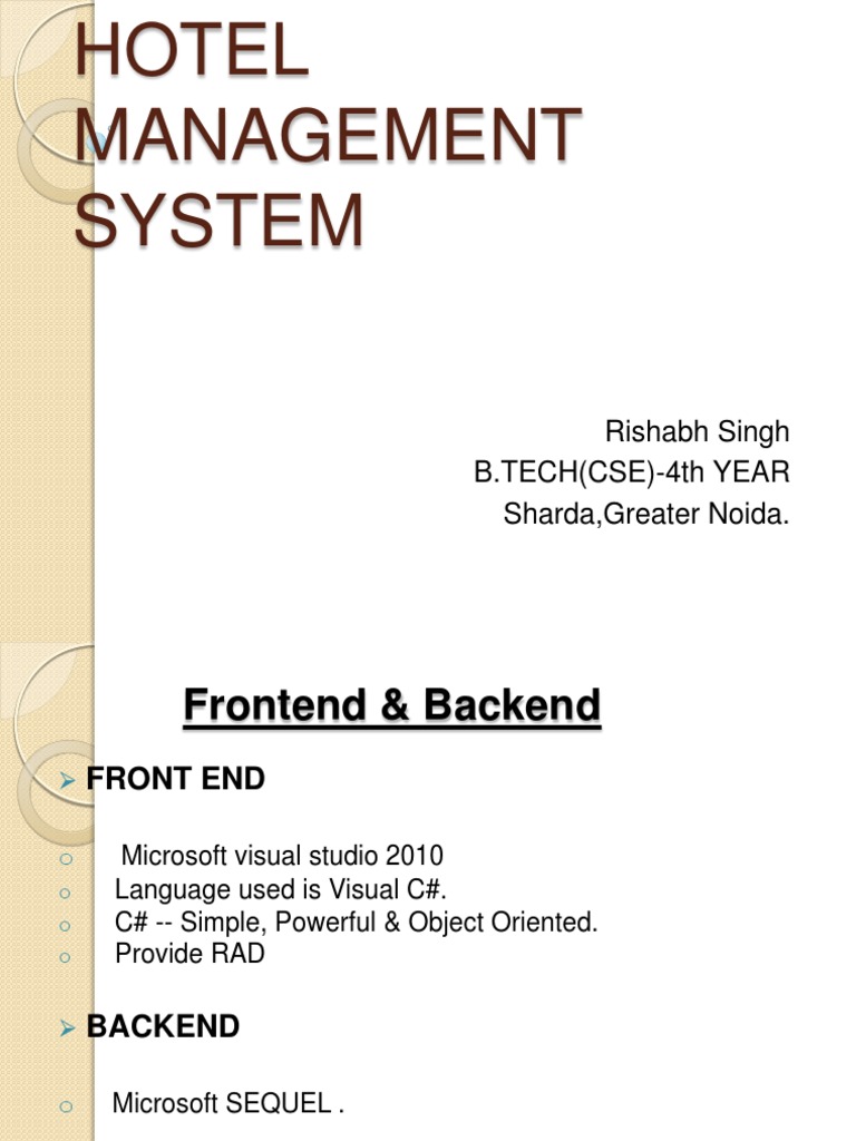 Hotel Management System Overview | PDF | Business | Technology ...