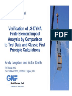 Verification of LS-DYNA Finite Element Impact Analysis by Comparison To Test Data and Classic First Principle Calculations