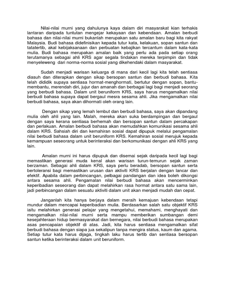 Budi Bahasa Dan Nilai
