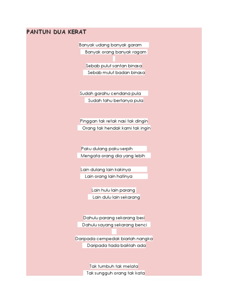 Pantun Dua Kerat Pdf