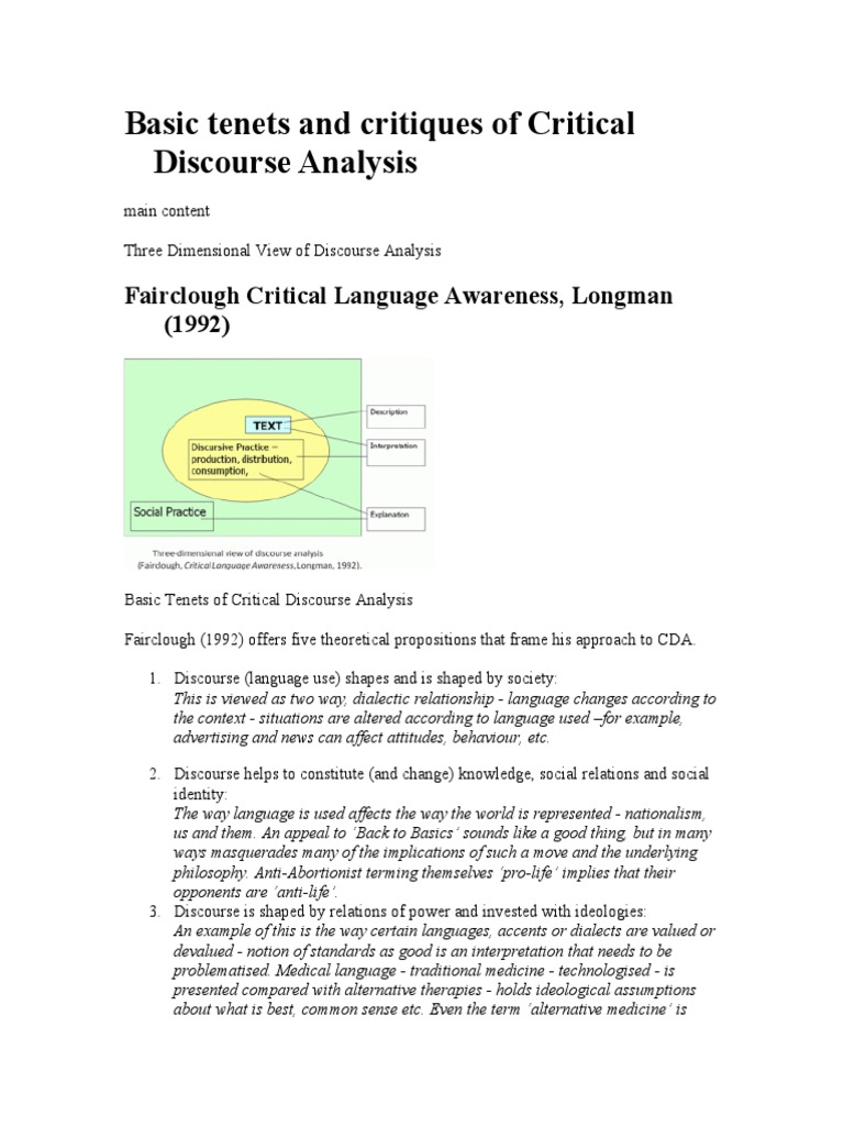 Critical Discourse Analysis Overview | PDF | Discourse ...