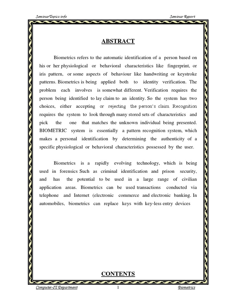 Overview of Biometrics Technology | PDF | Biometrics | Identity Document