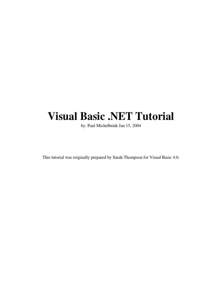 Visual Basic Tutorial Book | PDF