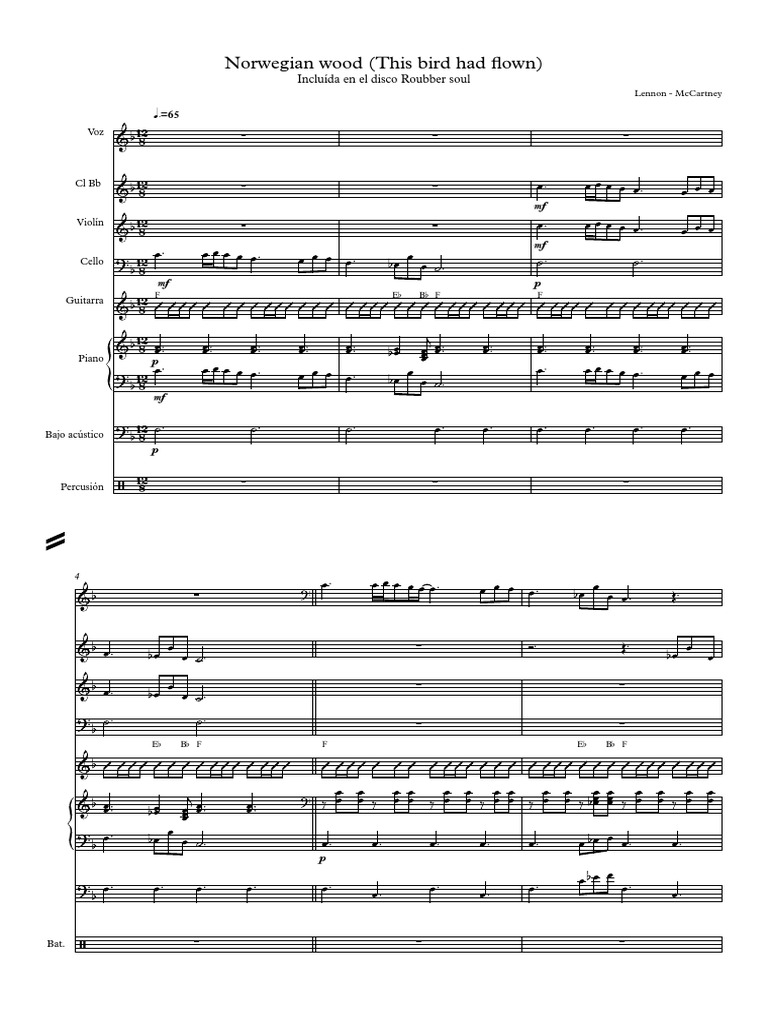 Norwegian Wood Partitura Completa