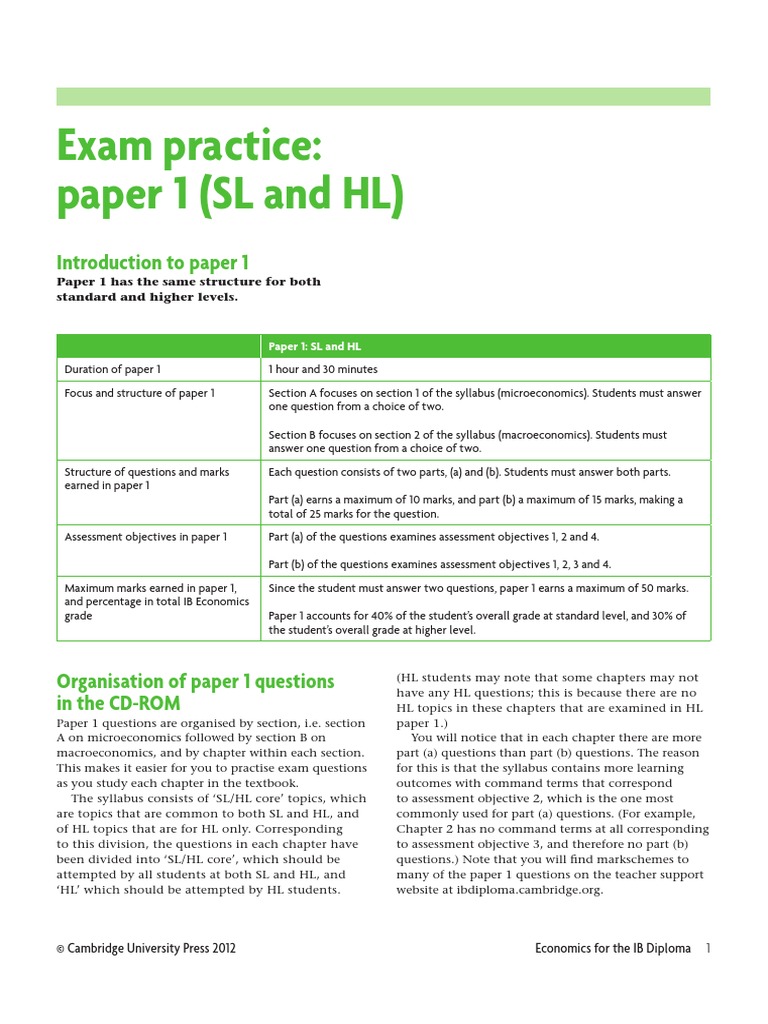 Exam Practice Paper 1 IB Economics | PDF | Long Run And Short Run ...