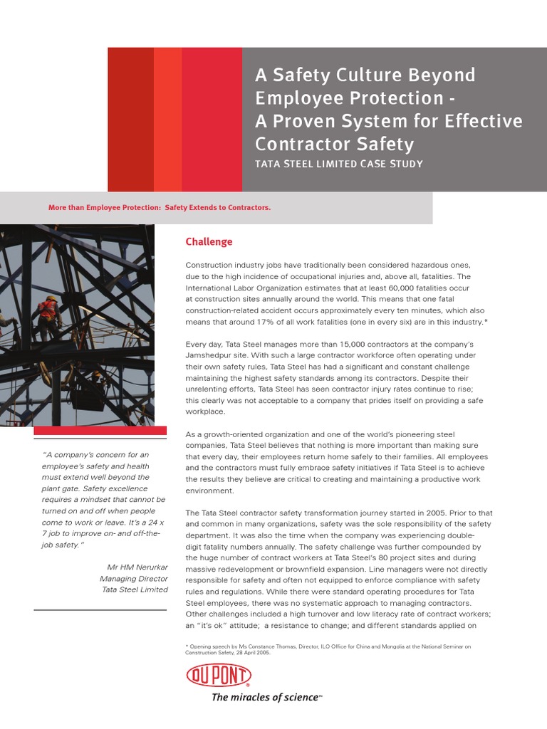 Tata Steel Safety Culture Case Study | PDF