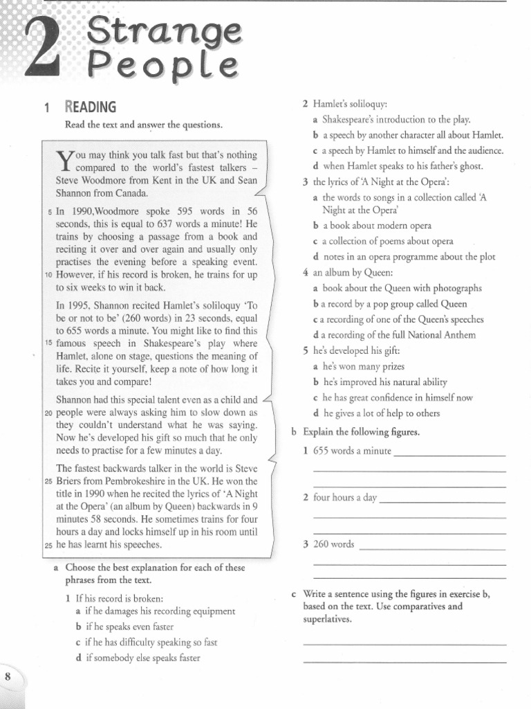 Prospects Upper Intermediate Work Book Unit 2 | PDF