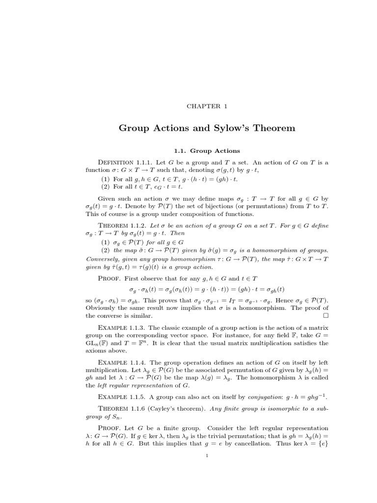 Group Actions and Sylow's Theorem Explained | PDF | Group (Mathematics ...