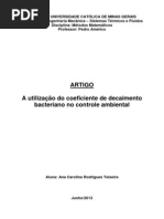 ARTIGO - O Coeficiente de Decaimento Bacteriano Como Controle Ambiental
