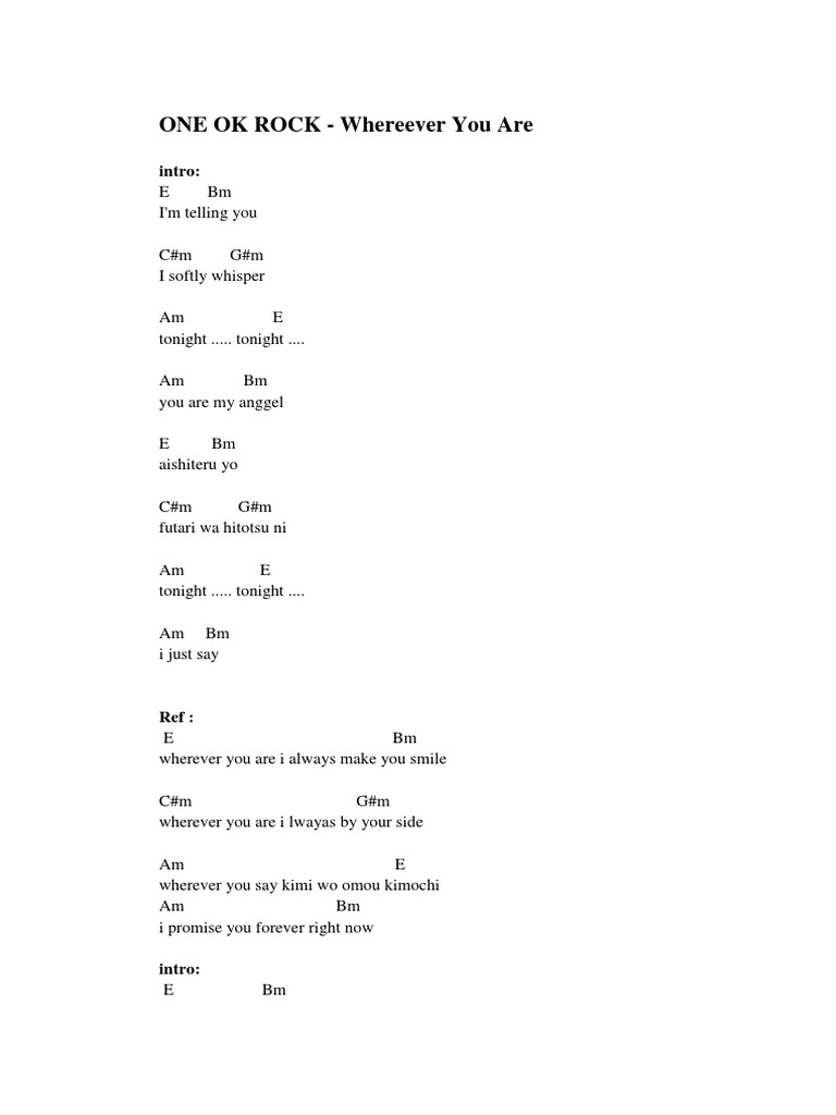 One Ok Rock Whereever You Are Intro