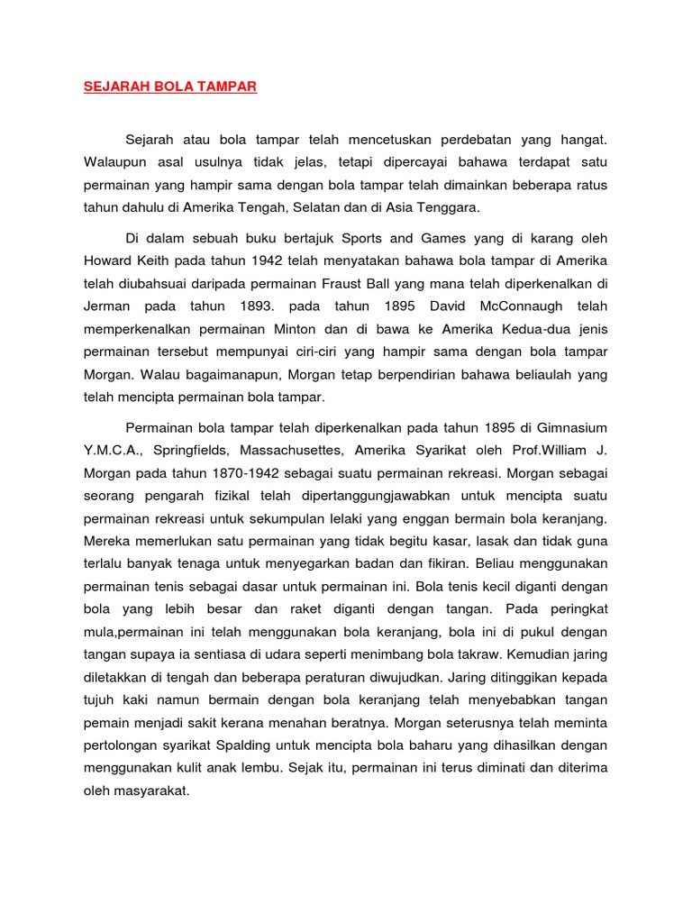 Sejarah Bola Tampar Di Malaysia